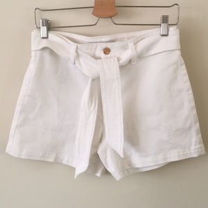 Joe’s Jeans white shorts with tie-belt